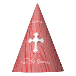 Granddaughter First Communion Cross and Rays Party Hat