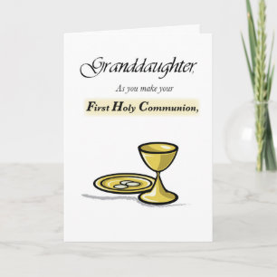 Granddaughter First Communion Gold Chalice, Paten Card
