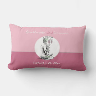Granddaughter First Communion Pink, Chalice Lumbar Cushion