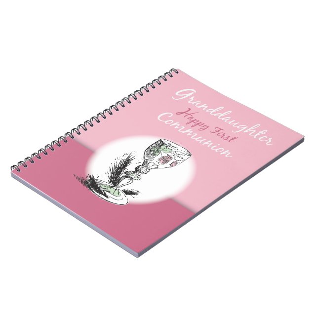 Granddaughter First Communion Pink, Chalice Notebook (Left Side)