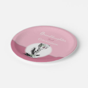 Granddaughter First Communion Pink, Chalice Paper Plate
