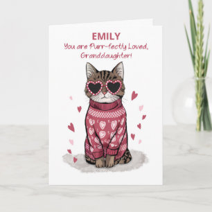 Granddaughter Funny Cat Sunglasses Valentine Card