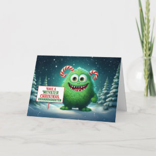 Granddaughter Funny Monster Christmas Children's Holiday Card