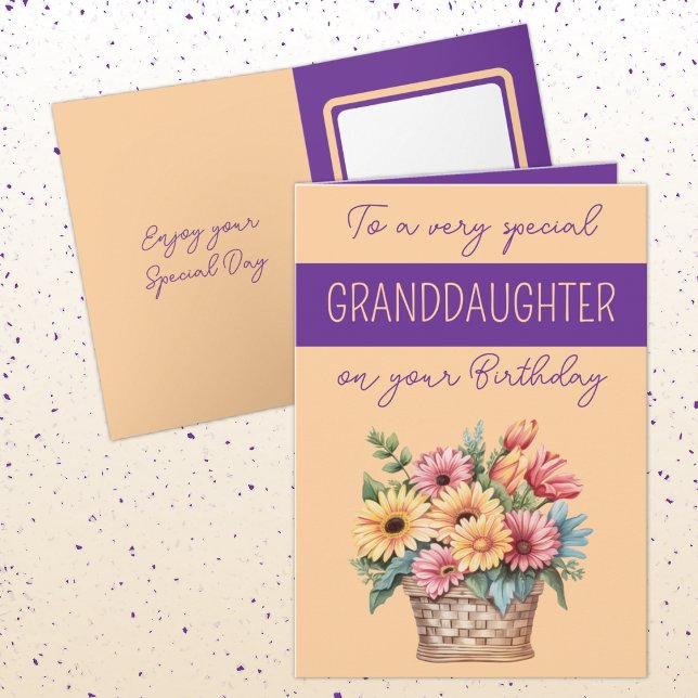 Granddaughter gerbera orange purple birthday card (Creator Uploaded)