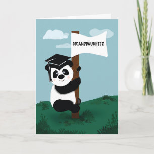 Granddaughter Graduation Panda Climbing Pole Card