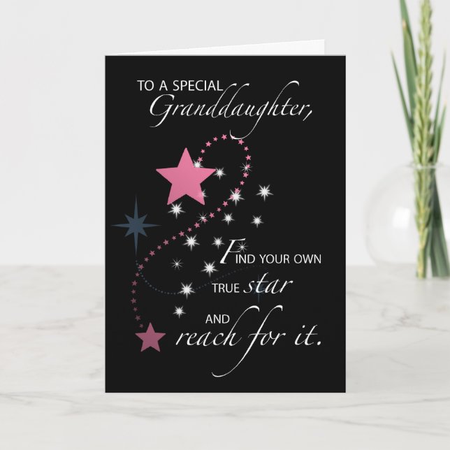 Granddaughter, Graduation Star Congratulations Card (Front)