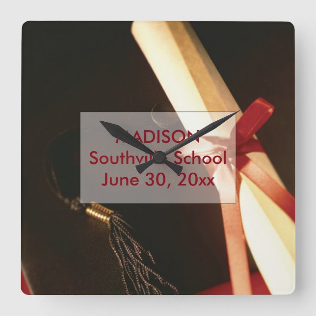 Granddaughter Graduation Wishes, Square Clock (Front)