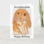 Granddaughter Grandson Rabbit birthday personalise Card<br><div class="desc">I have created this adorable card using my original watercolour artwork of a cute lop eared rabbit.  You can personalise it,  including the verse.  Please take a look at my matching items in my bunny rabbit sections.</div>