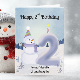 Granddaughter Happy 2nd Birthday Snowman Building Card