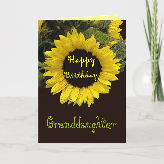 Granddaughter Happy Birthday Cheerful Sunflower Card (Front)