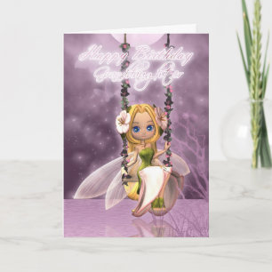 Granddaughter Happy Birthday cute fairy on flower Card