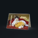 Granddaughter Happy Birthday Kitten with Toy Tiger Card<br><div class="desc">You can personalise this card with your granddaughter's name and age.  "Dearest Granddaughter,  Hope your birthday is purr-fectly meow-velous!"</div>