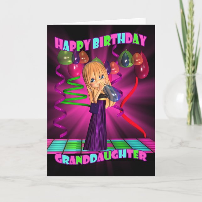 Granddaughter Happy Birthday with Cute little Cuti Card (Front)