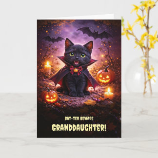 Granddaughter Happy Halloween Cute Kitten Cat Card