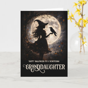 Granddaughter Happy Halloween Witch Moon Card