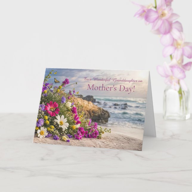 Granddaughter Happy Mothers Day with Flowers  Card (Orchid)