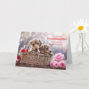 Granddaughter Happy Valentines Day Cute Puppy Dogs Card
