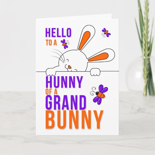Granddaughter Hello to a Hunny of a Grand Bunny Card (Front)