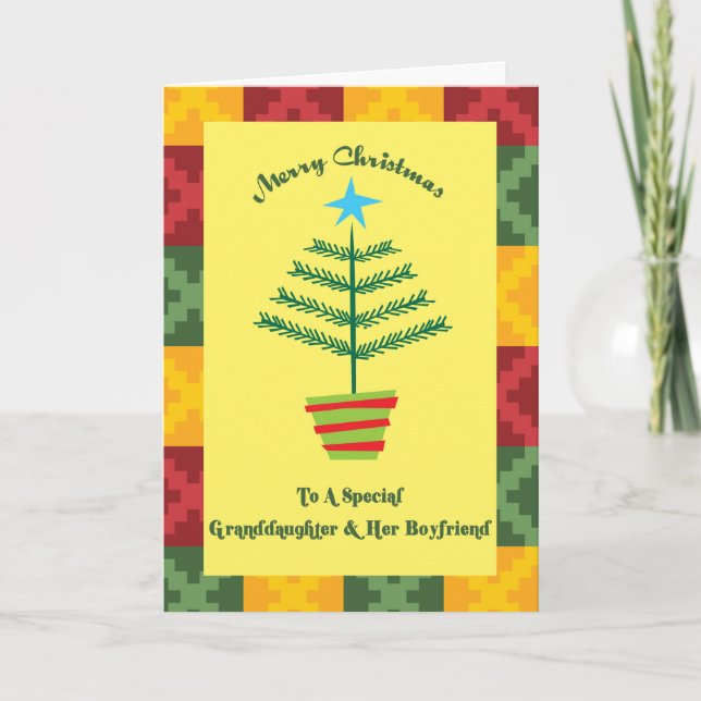 Granddaughter & Her Boyfriend Primsy Christmas Holiday Card (Front)