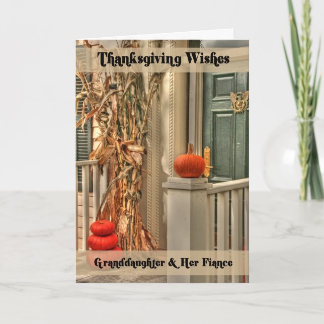 Granddaughter & Her Fiance Happy Thanksgiving Holiday Card (Front)