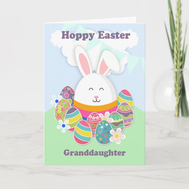 Granddaughter, Hoppy Easter With Rabbit, Card (Front)
