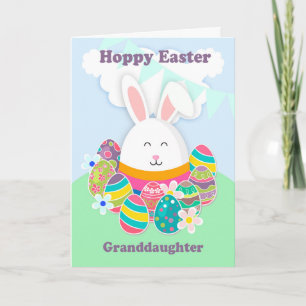 Granddaughter, Hoppy Easter With Rabbit, Card