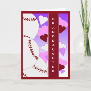 Granddaughter I Love U > Than Baseball Valentine Holiday Card