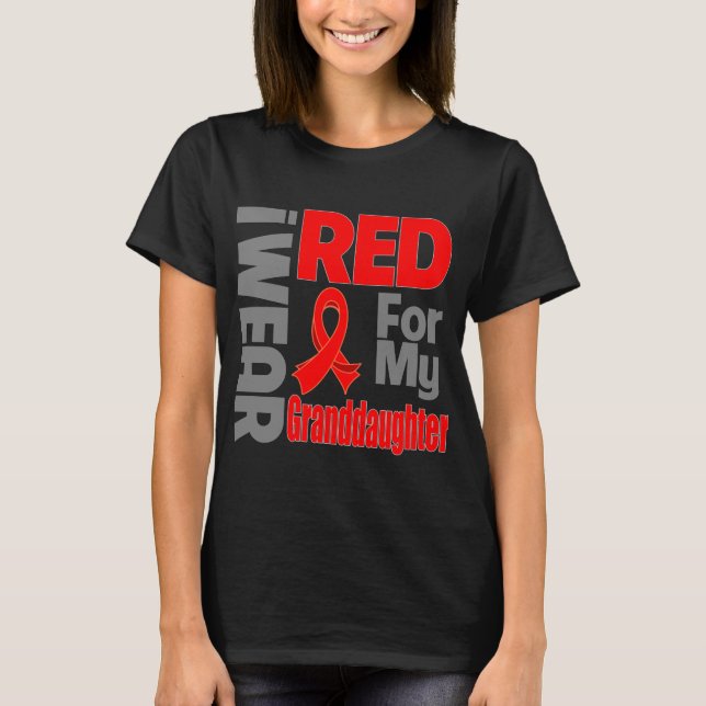 Granddaughter - I Wear Red Ribbon T-Shirt (Front)