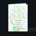 Granddaughter In Law Happy Birthday Blue Flowers Card<br><div class="desc">Birthday greetings for a special granddaughter-in-law decorated with wildflowers painted in soft shades of blue, green, and yellow hand painted with watercolor. On the inside is a soft shade of blue and a message that you can edit to fit your needs. Find matching stickers and thank you cards in my...</div>