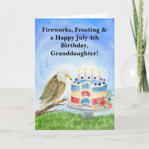 Granddaughter July 4th Birthday Bald Eagle Cake Card