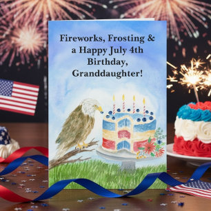 Granddaughter July 4th Birthday Bald Eagle Cake Card