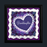 Granddaughter Keepsake Box<br><div class="desc">Granddaughters Keepsake Box/Purple with Hearts and Quote "Granddaughter I love you to the moon and back". Size Large 7.125" Square w/6" Tile Display your favourite images on a vibrant tile inlaid into the lid of this beautiful jewellery box. Made of lacquered wood, the jewellery box comes in Golden Oak, Ebony...</div>