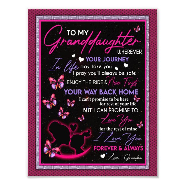 Granddaughter Lovers | Letter To My Granddaughter Photo Print (Front)