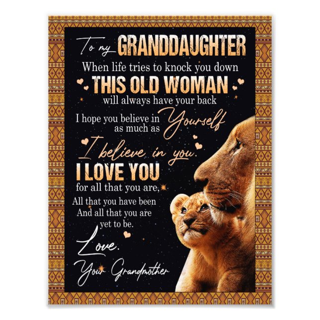 Granddaughter Lovers | Letter To My Granddaughter Photo Print (Front)