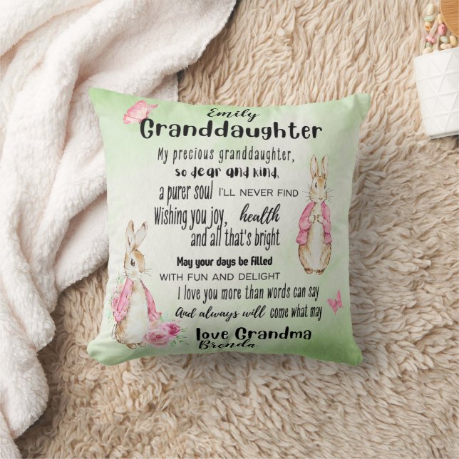 Granddaughter Loves Rabbit Custom Poem Add Name Cushion (Blanket)