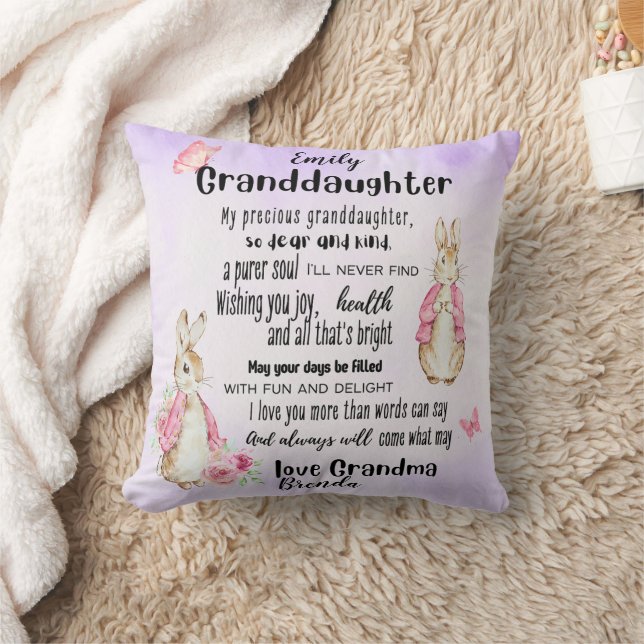 Granddaughter Loves Rabbit Custom Poem Add Name Cushion (Blanket)
