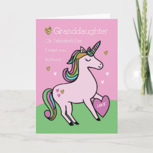 Granddaughter Magical Unicorn Valentine's Day Card