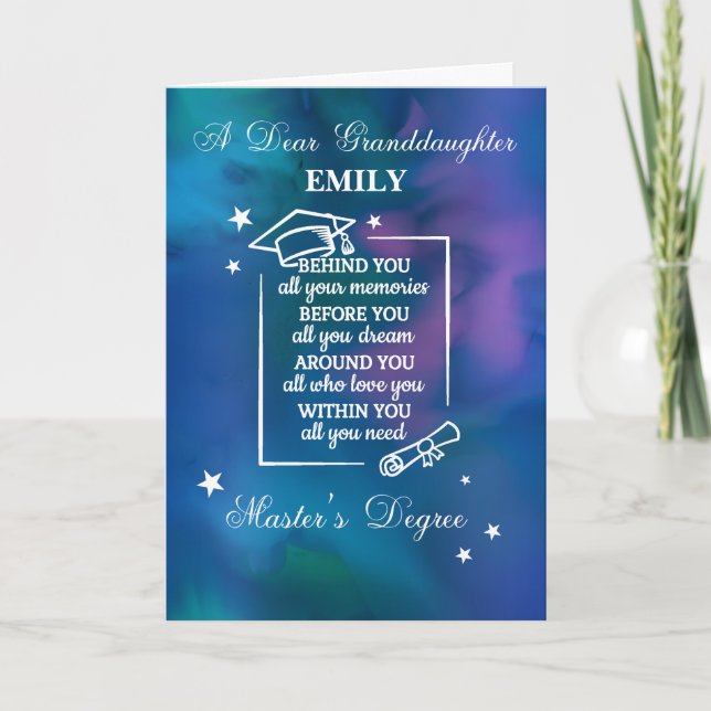 Granddaughter Master’s Degree Graduation Quote Card (Front)