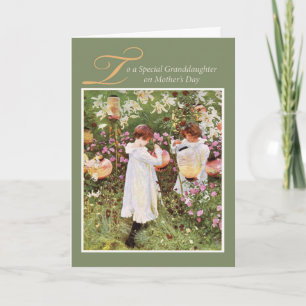 Granddaughter, Mother's Day, Girls in Flower Garde Card
