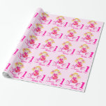 Granddaughter name rag doll art 1st birthday wrap wrapping paper<br><div class="desc">Birthday wrapping paper featuring a cute rag cloth doll with yellow wool hair in pink and red. Personalise this whimsical girls birthday paper with your relationship,  name and age. Currently reads granddaughter Alexis 1 today. Uniquely painted in watercolor and designed by Sarah Trett.</div>