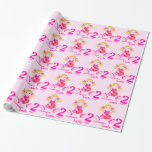 Granddaughter name rag doll art 2nd birthday wrap wrapping paper<br><div class="desc">Birthday wrapping paper featuring a cute rag cloth doll with yellow wool hair in pink and red. Personalise this whimsical girls birthday paper with your relationship,  name and age. Currently reads granddaughter Layla 2 today. Uniquely painted in watercolor and designed by Sarah Trett.</div>