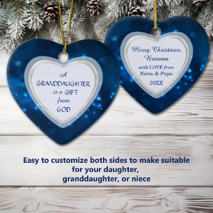 Granddaughter Night Lights Christmas Ceramic Ornament