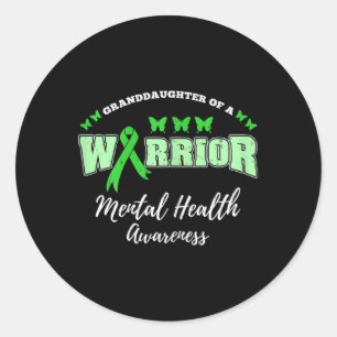 Granddaughter Of A Warrior Mental Health Awareness Classic Round Sticker