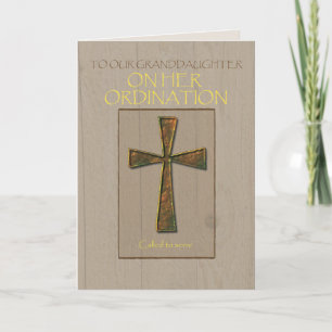Granddaughter Ordination Congratulations, Cross Card