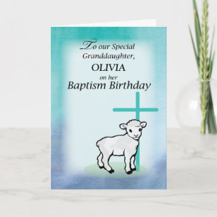Granddaughter Personalise Name Baptism Birthday La Card