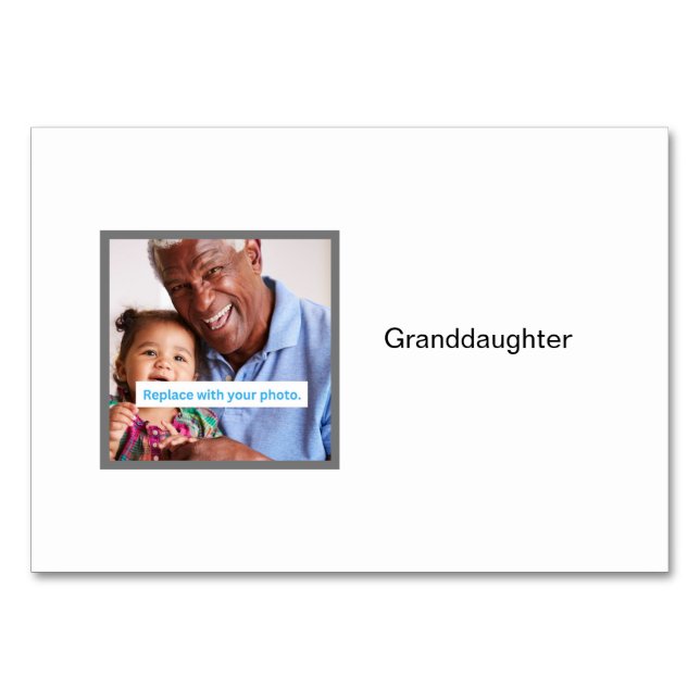 Granddaughter Photo Personalised Family Flashcards Table Number (Front)