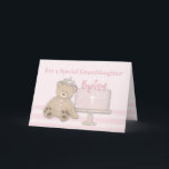 Granddaughter Pink Baptism Cake Teddy Bear & Tiara Card<br><div class="desc">Share the happiness of the entire family as your dear granddaughter enters Christianity through the sacrament of baptism. Send her this card to celebrate with her this momentous event.</div>