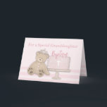 Granddaughter Pink Baptism Cake Teddy Bear & Tiara Card<br><div class="desc">Share the happiness of the entire family as your dear granddaughter enters Christianity through the sacrament of baptism. Send her this card to celebrate with her this momentous event.</div>
