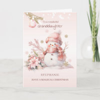 Granddaughter Pink Christmas Snow Girl