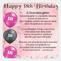 Granddaughter Poem - 18th Birthday